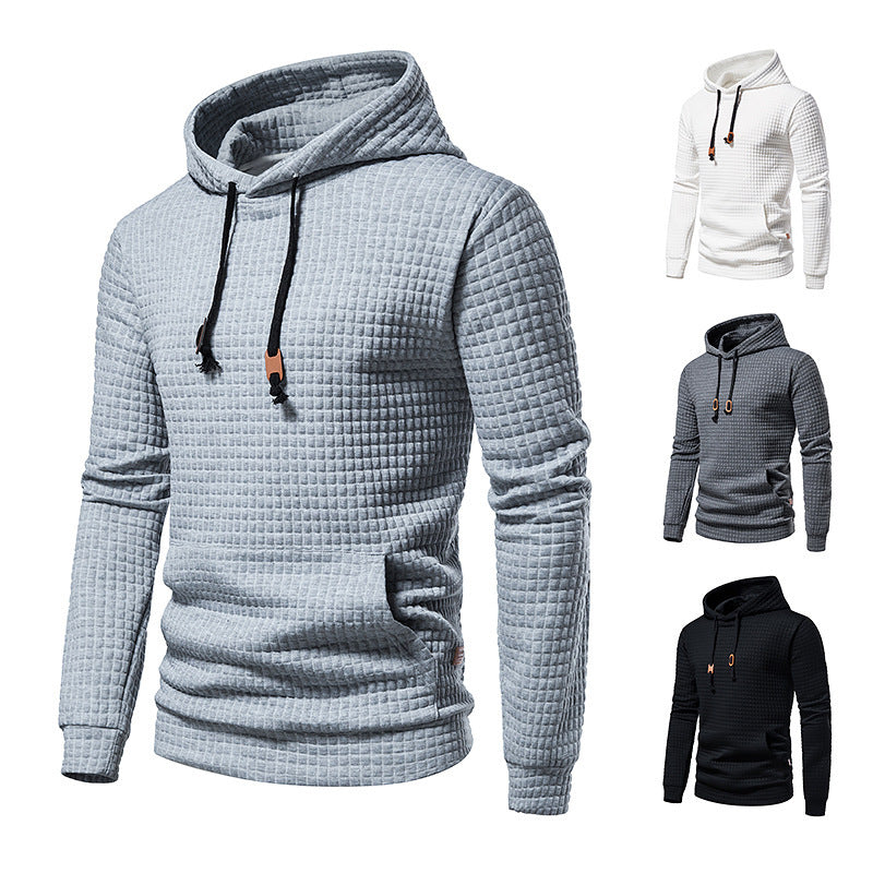 Men's Casual Cotton Jacquard Pullover Hoodie