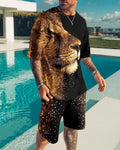 Men's Casual Print Short Sleeve Suits-030901