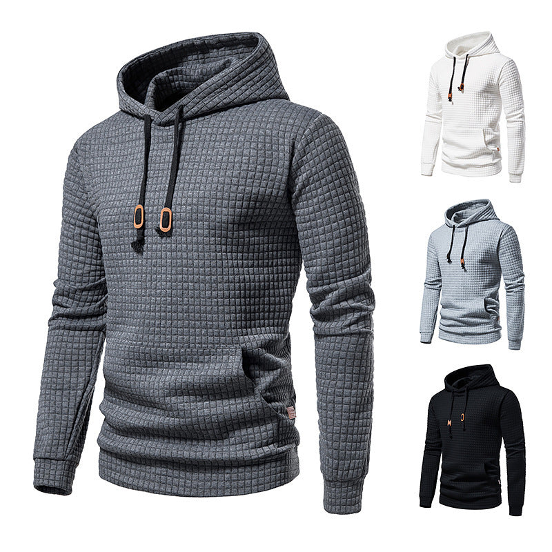 Men's Casual Cotton Jacquard Pullover Hoodie