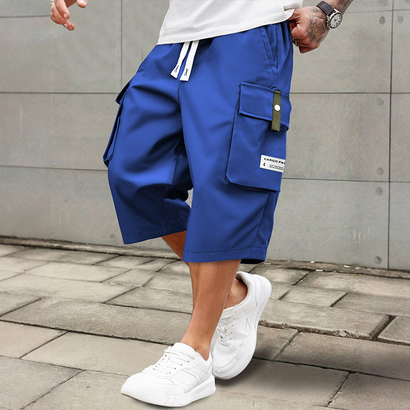 🍃 Pantalon Cargo Capri Homme – Taille Élastique avec Cordon, Léger & Respirant pour un Confort Optimal ✨