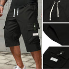 🍃 Pantalon Cargo Capri Homme – Taille Élastique avec Cordon, Léger & Respirant pour un Confort Optimal ✨