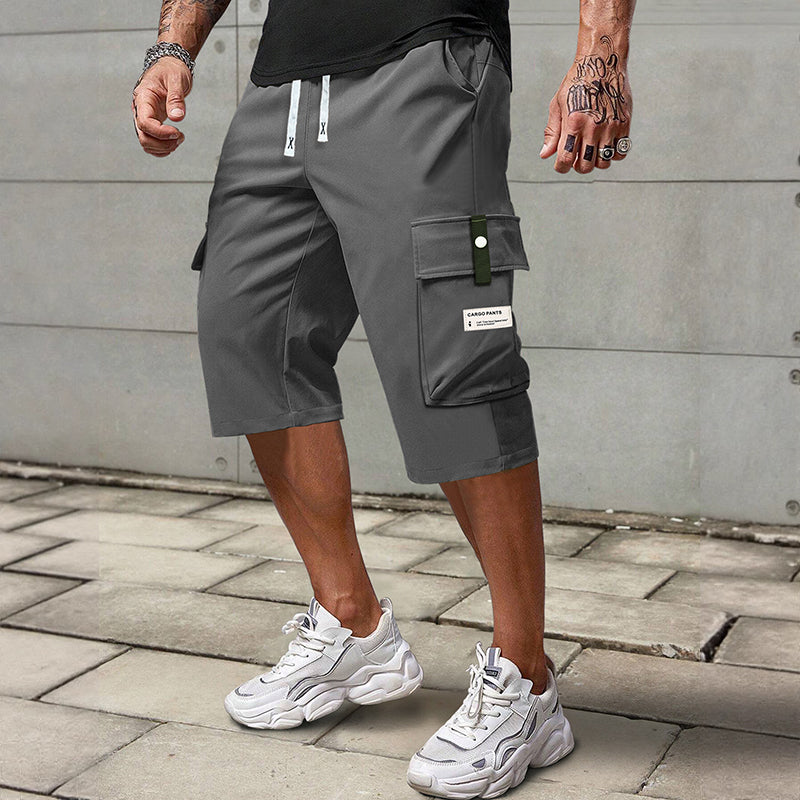 🍃 Pantalon Cargo Capri Homme – Taille Élastique avec Cordon, Léger & Respirant pour un Confort Optimal ✨