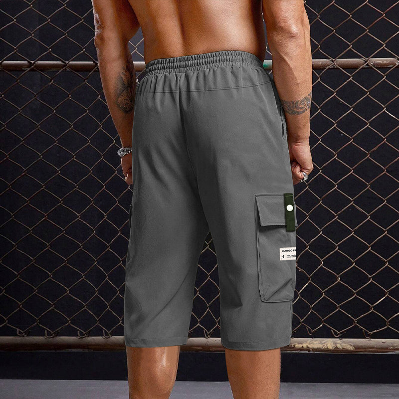 🍃 Pantalon Cargo Capri Homme – Taille Élastique avec Cordon, Léger & Respirant pour un Confort Optimal ✨