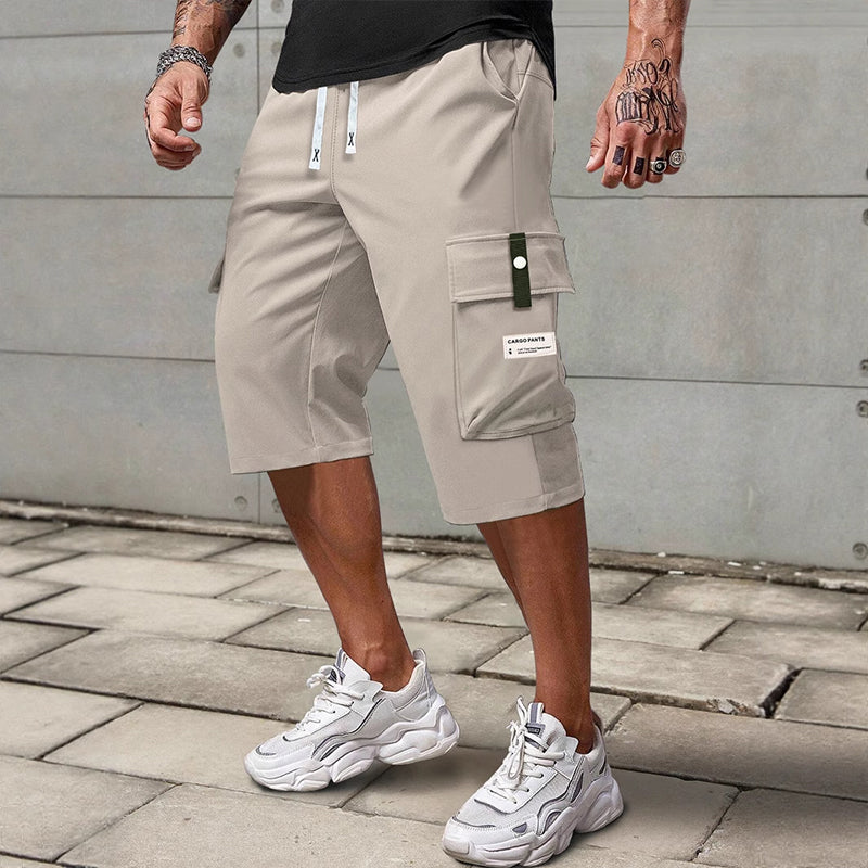 🍃 Pantalon Cargo Capri Homme – Taille Élastique avec Cordon, Léger & Respirant pour un Confort Optimal ✨